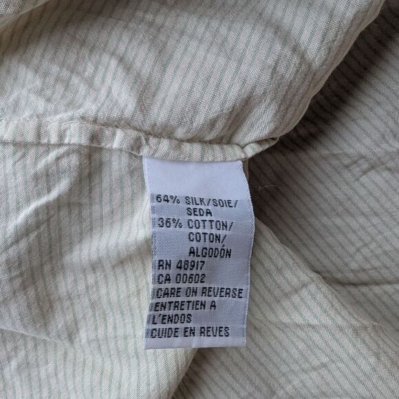 Calvin Klein Silk Blend Micro Stripe Green and White Button Down Size S - Picture 4 of 9